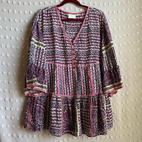 Anthropologie Maeve Lilyana Tiered Silk Blouse Sz L - Picture 1 of 5